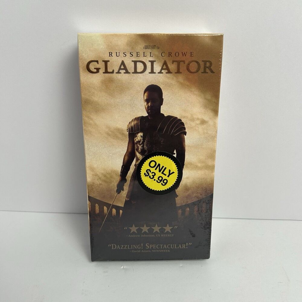 Gladiator VHS 2000 Russell Crowe Sealed Blockbuster Video Sticker
